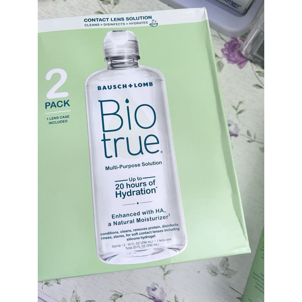 2 PK Bausch +Lomb Biotrue Contact Lens Multi-Purpose Solution 10 oz